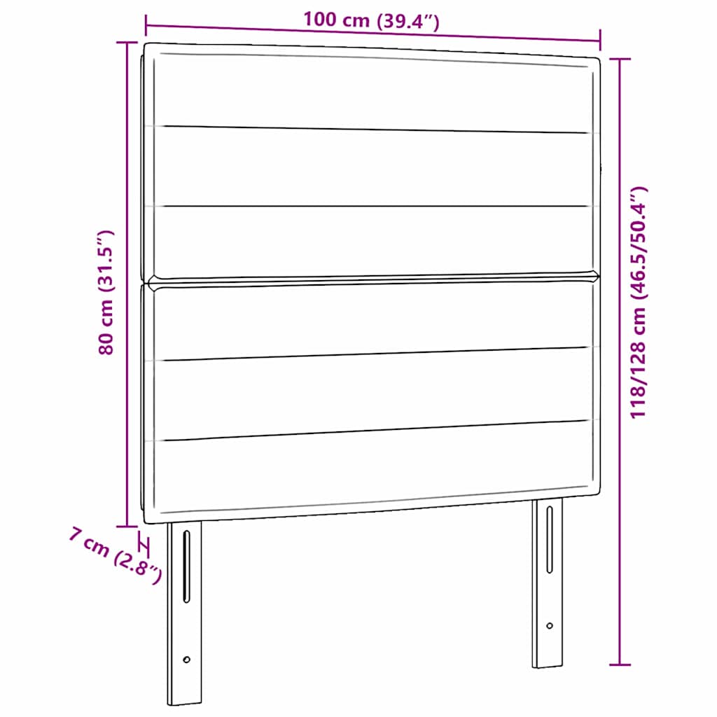 LED Headboard with LED Strip Lights Dark brown 100 cm Fabric